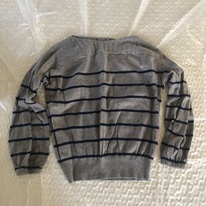 Gray and blue striped sweater